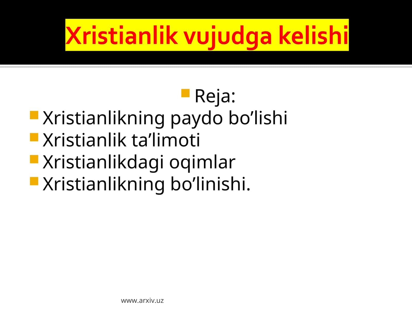 Xristianlikning paydo bo’lishi 1