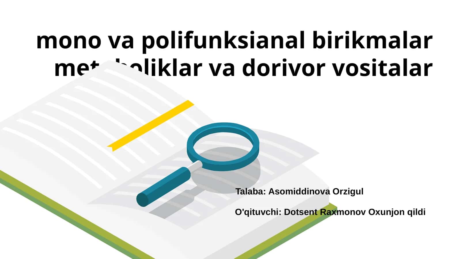 mono va polifunksianal birikmalar metoboliklar va dorivor vositalar 1