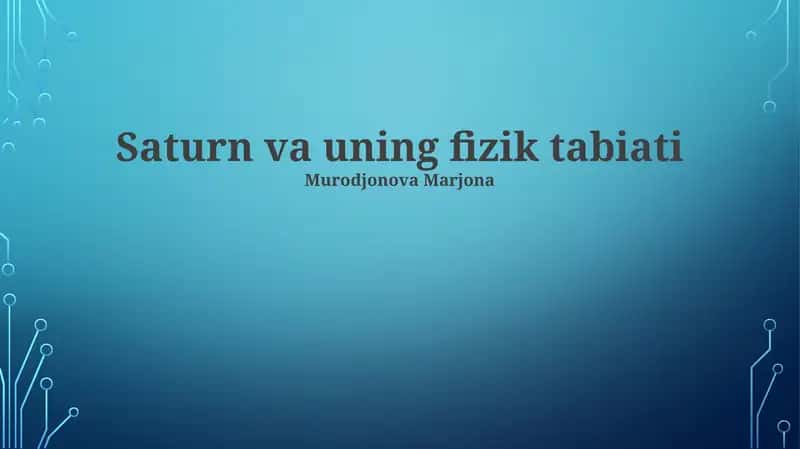 Saturn va uning fizik tabiati 1