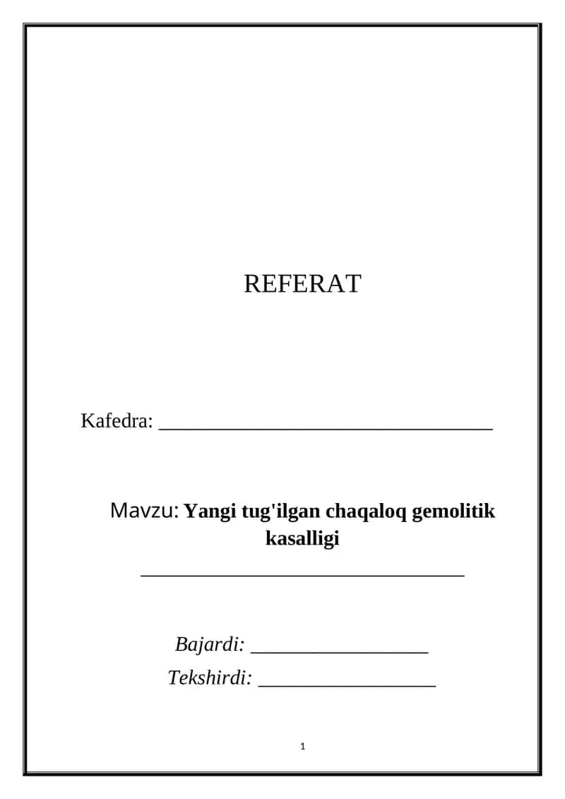 Yangi tug'ilgan chaqaloq gemolitik kasalligi 1