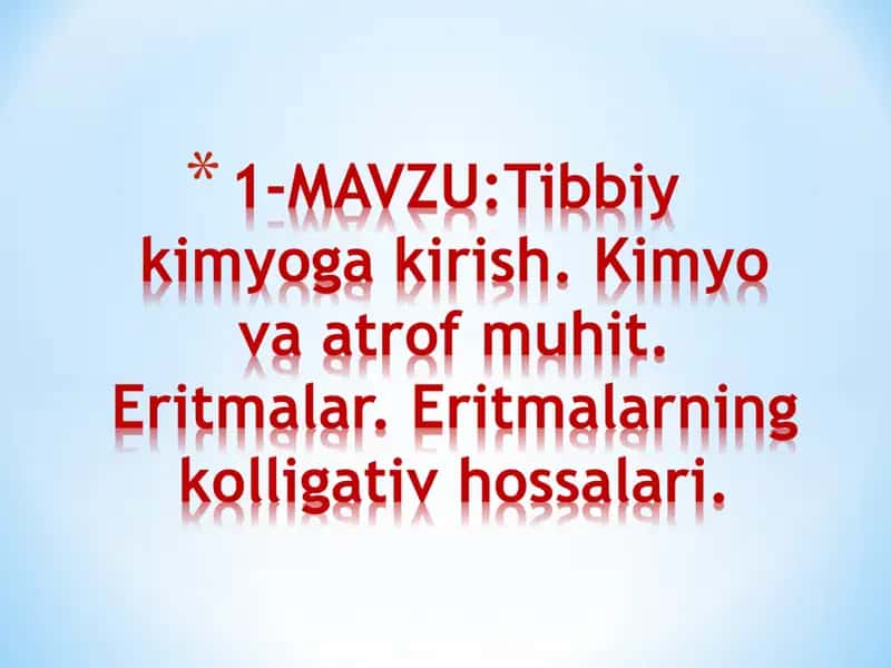 Tibbiy kimyo 1