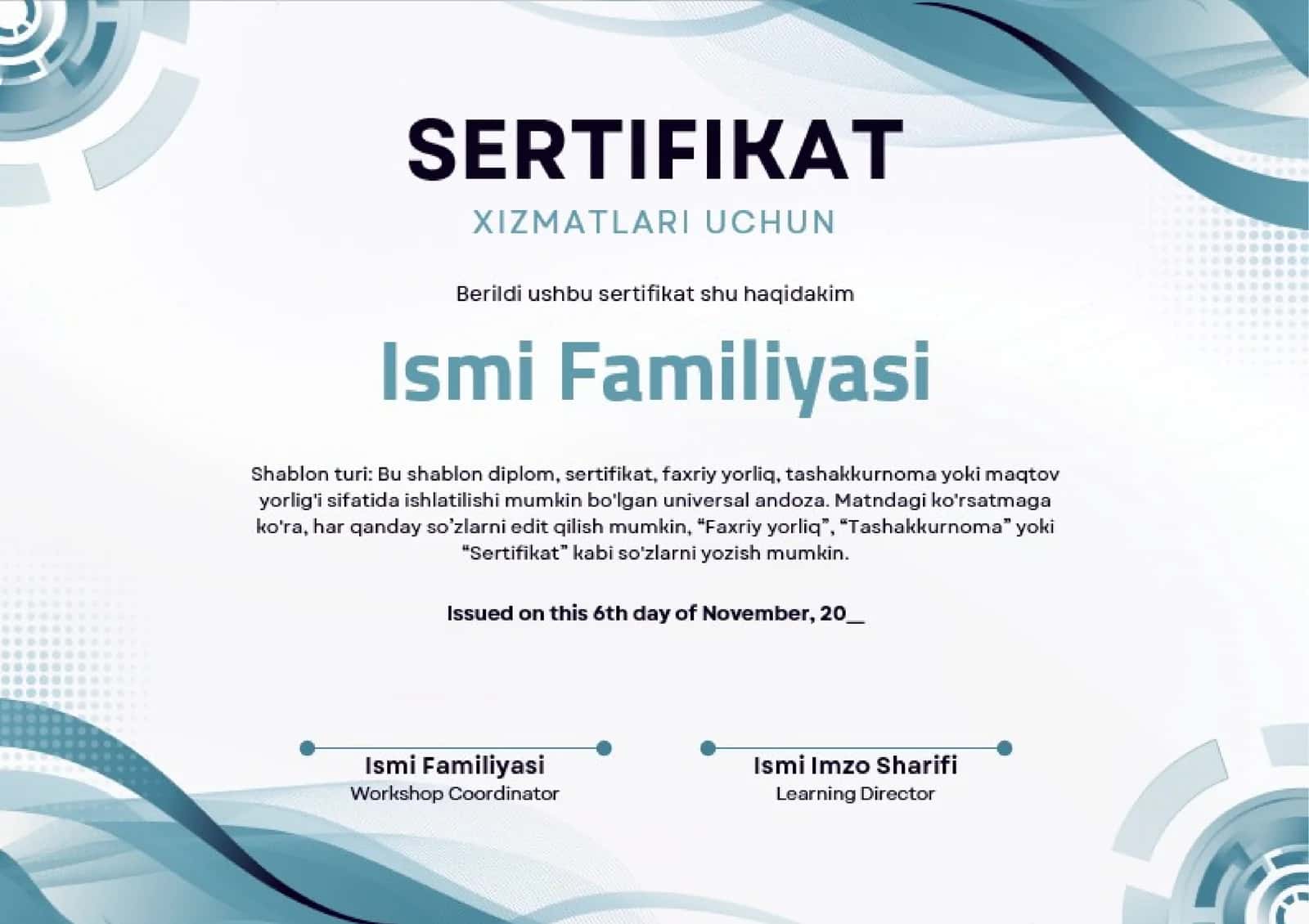 SERTIFIKAT XIZMATLARI UCHUN 1