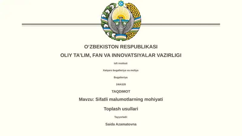 Sifatli malumotlarning mohiyati 1