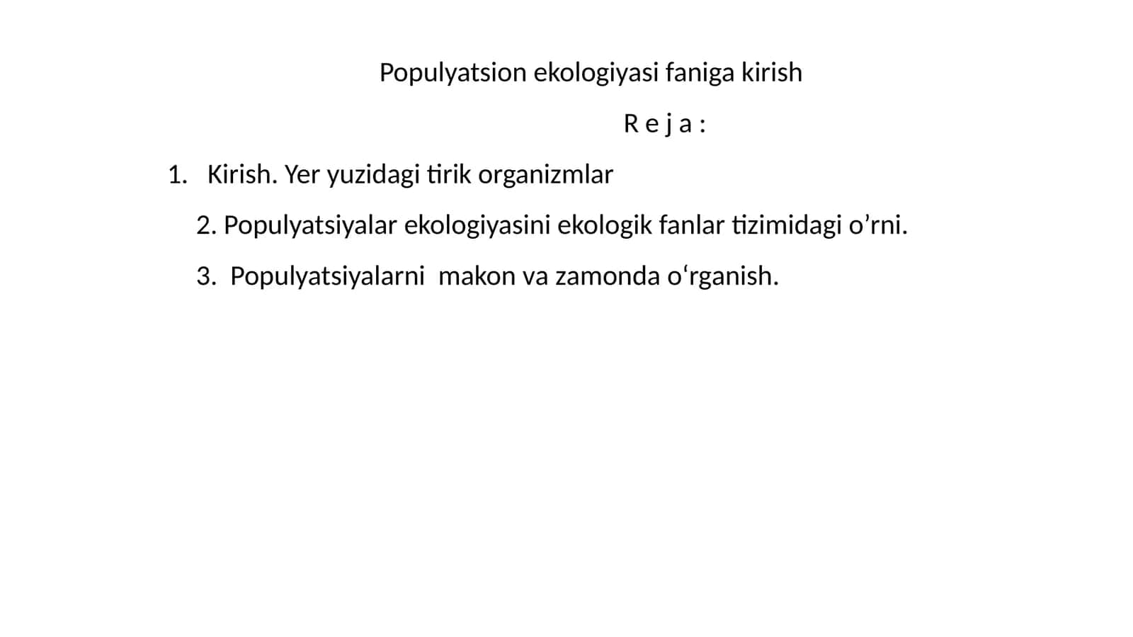 Populyatsion ekologiyasi faniga kirish 1