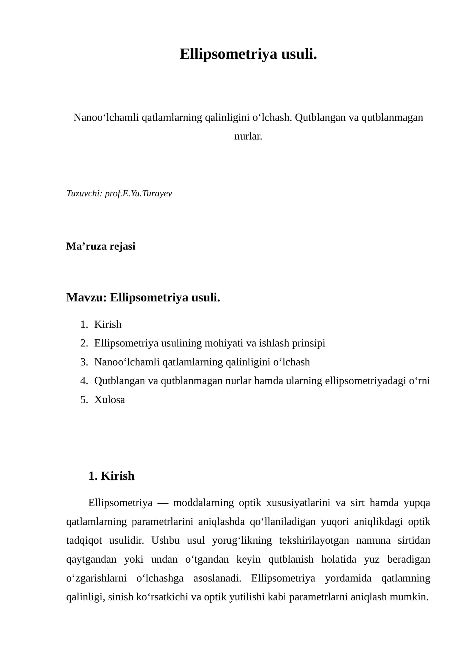 Ellipsometriya usuli 1
