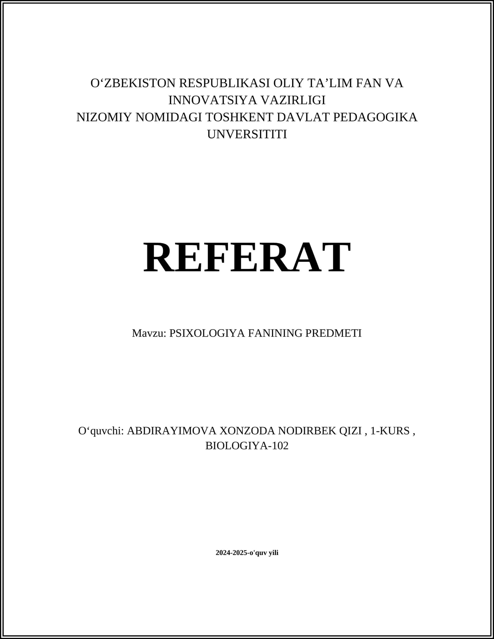PSIXOLOGIYA FANINING PREDMETI 1