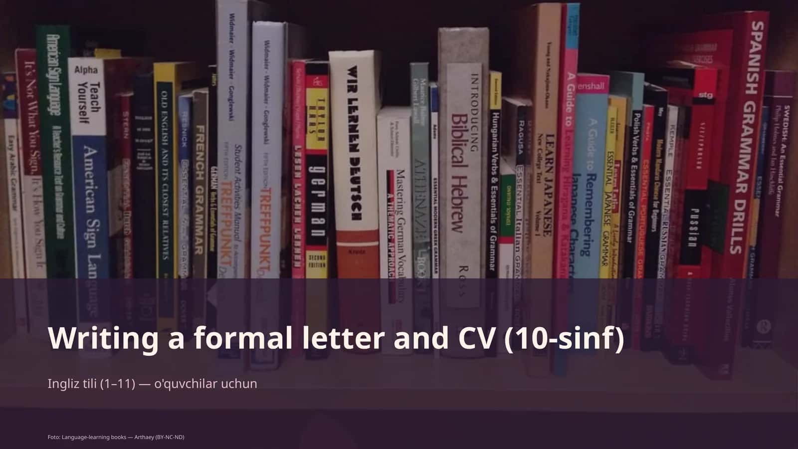 Writing a formal letter and CV (10-sinf) 1