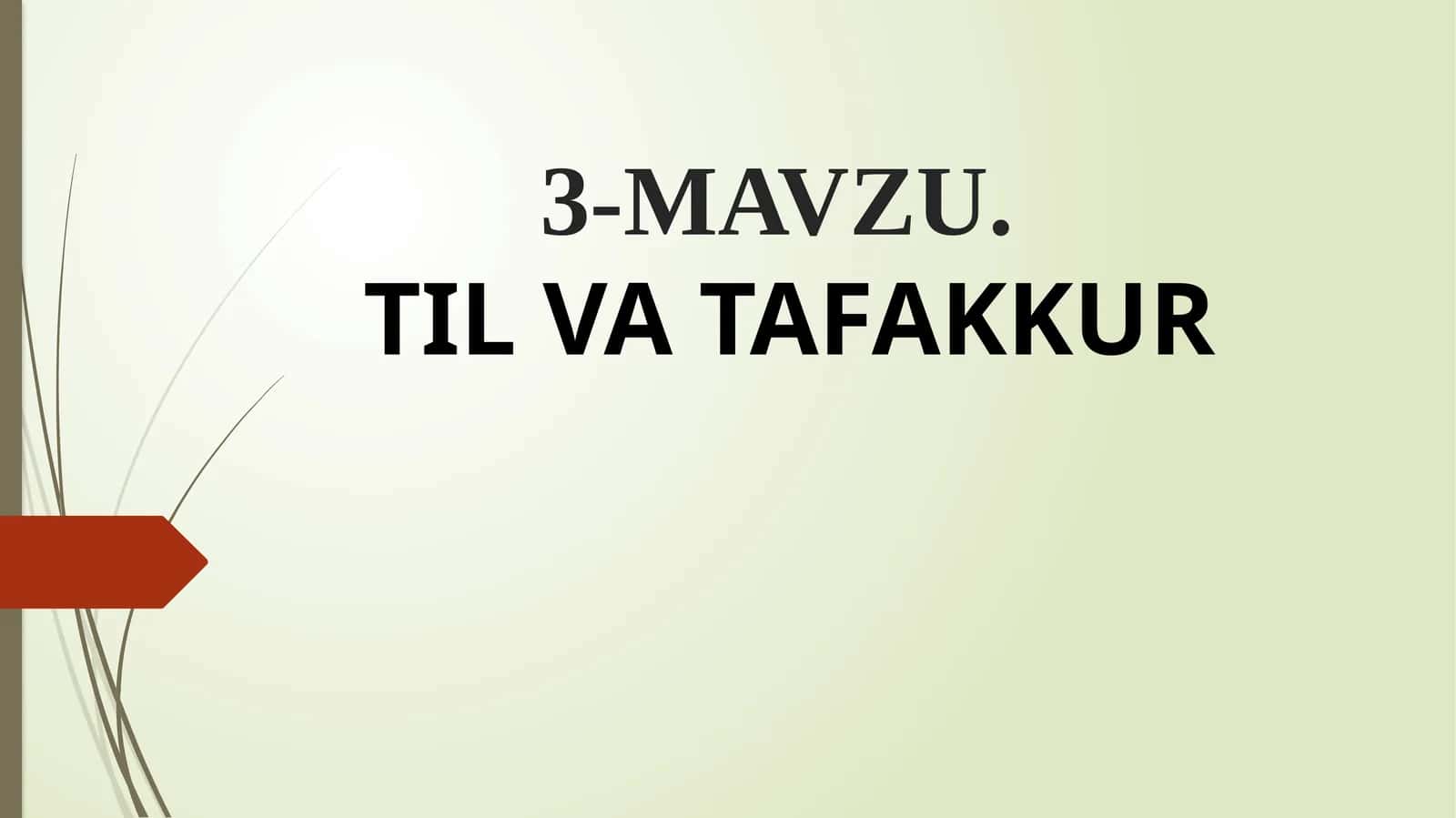 TIL VA TAFAKKUR 1