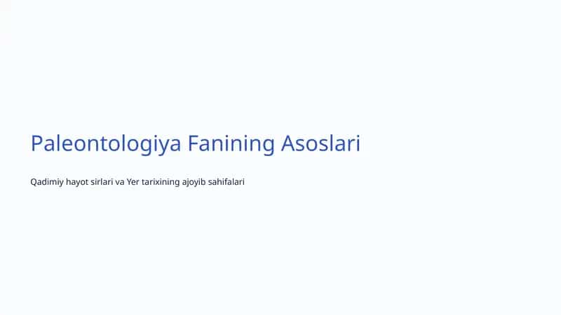 Paleontologiya Fanining Asoslari 1