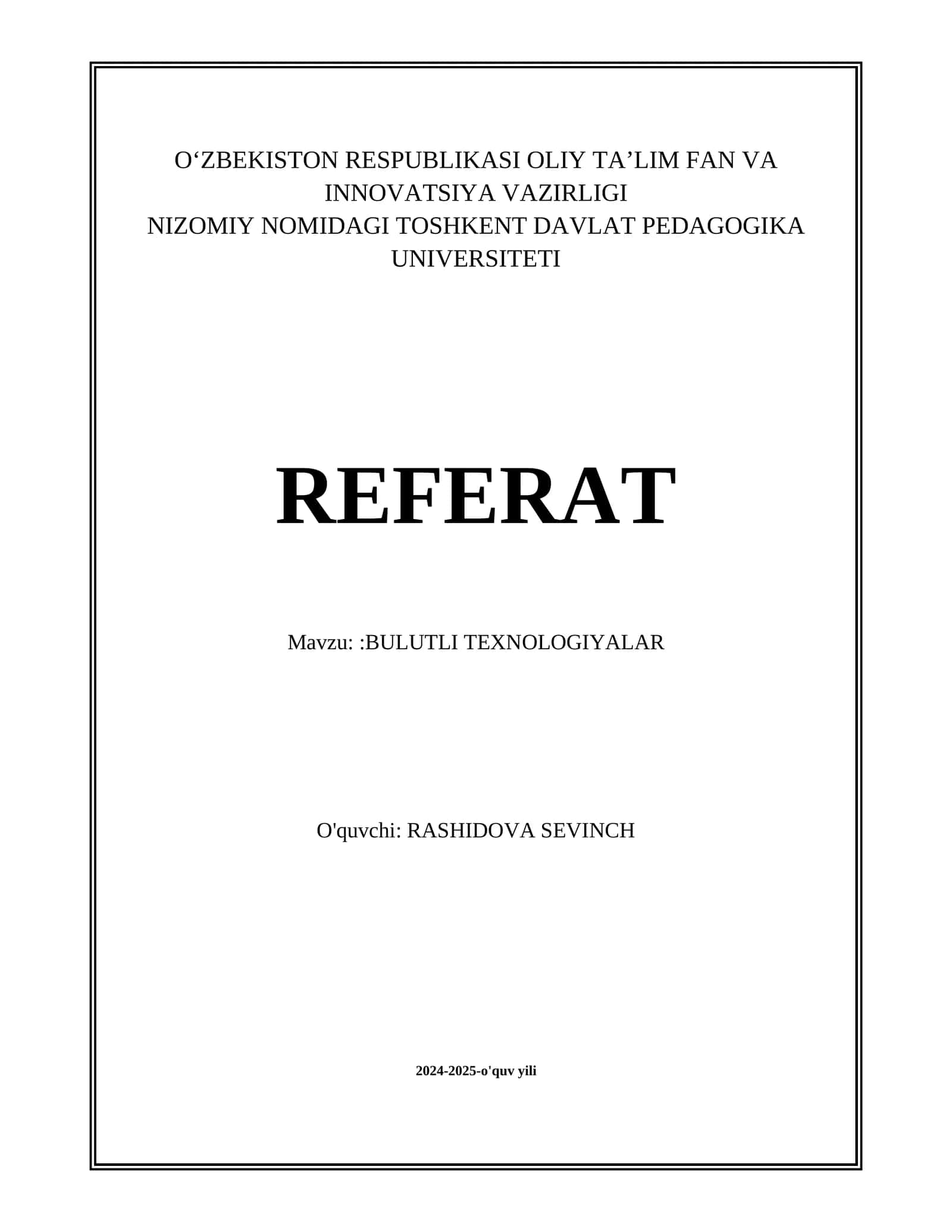 BULUTLI TEXNOLOGIYALAR 1