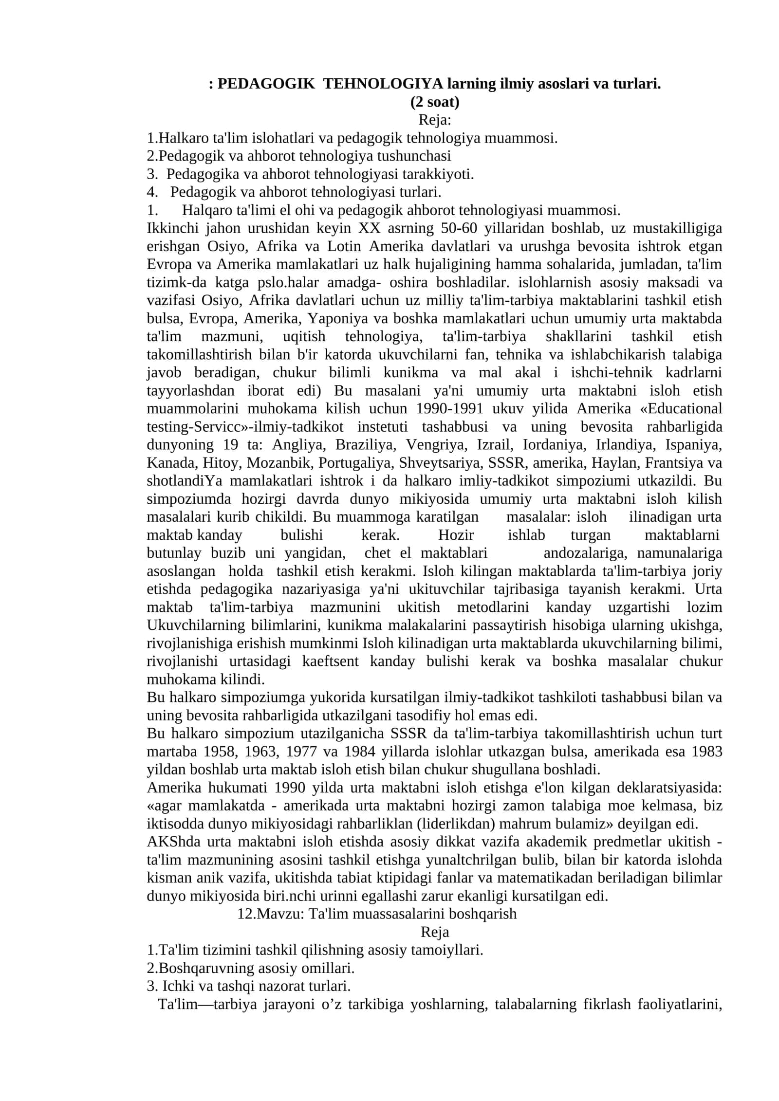 PЕDAGOGIK TЕHNOLOGIYA larning ilmiy asoslari va turlari 1