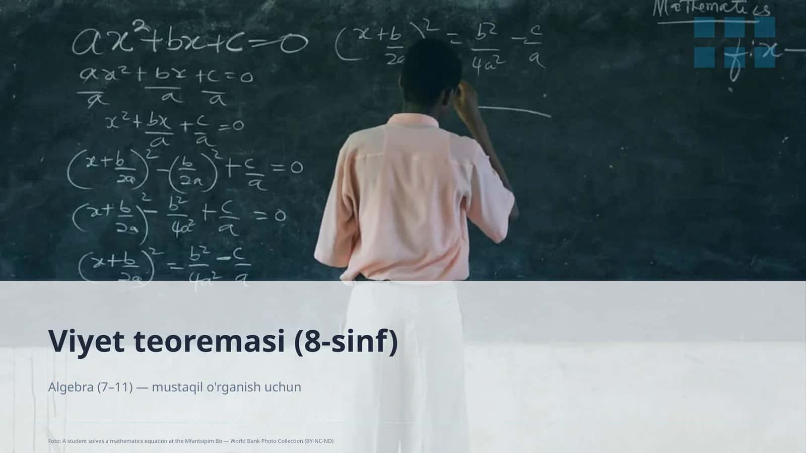 Viyet teoremasi (8-sinf) 1