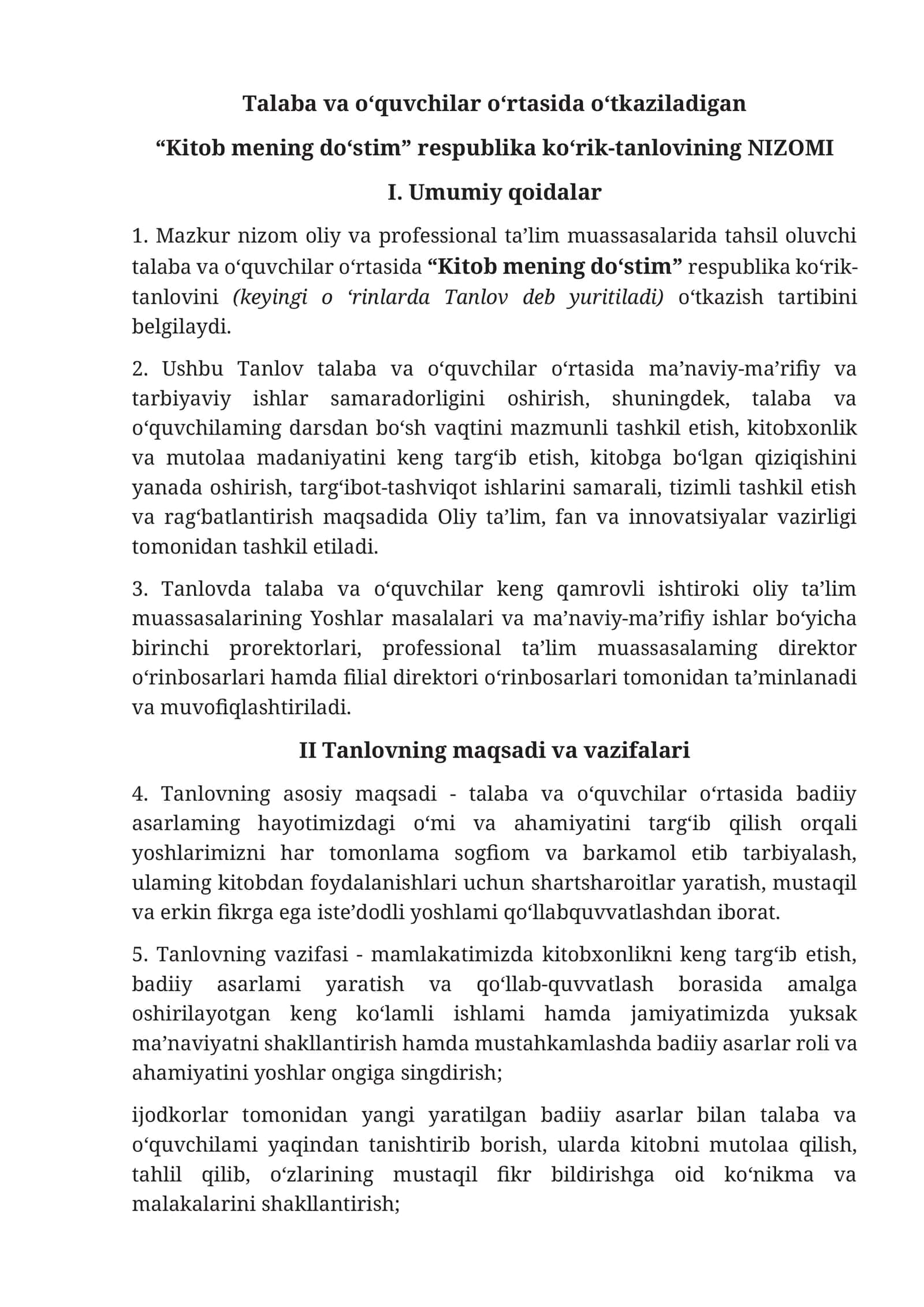 "Kitob mening do‘stim" nizomi 1