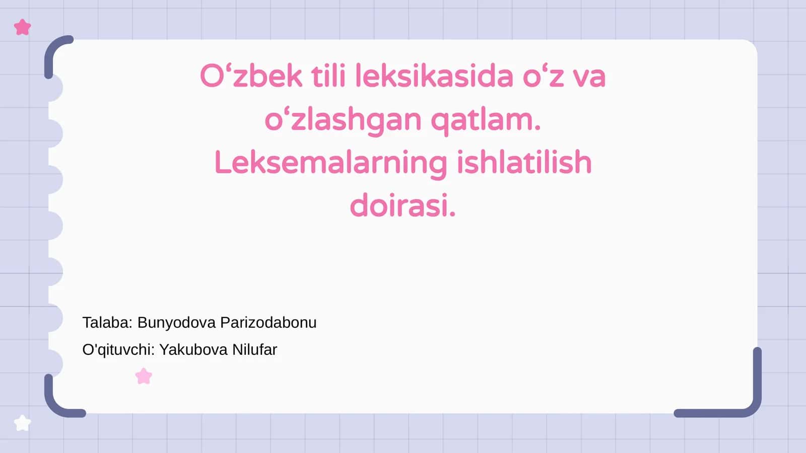 O'zbek tilining leksikasiga kirish 1