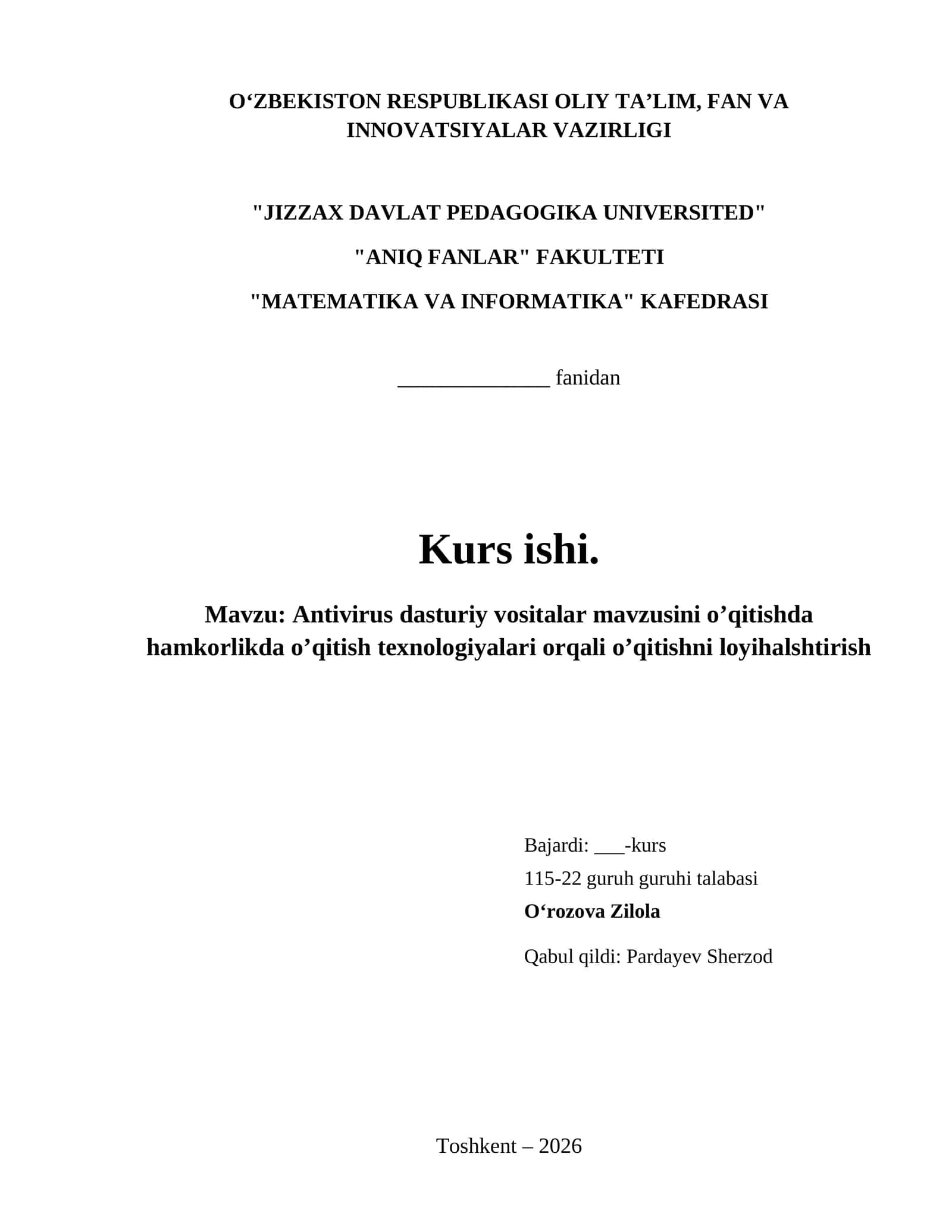 Antivirus dasturiy vositalar mavzusini o’qitishda hamkorlikda o’qitish texnologiyalari orqali o’qitishni loyihalshtirish 1