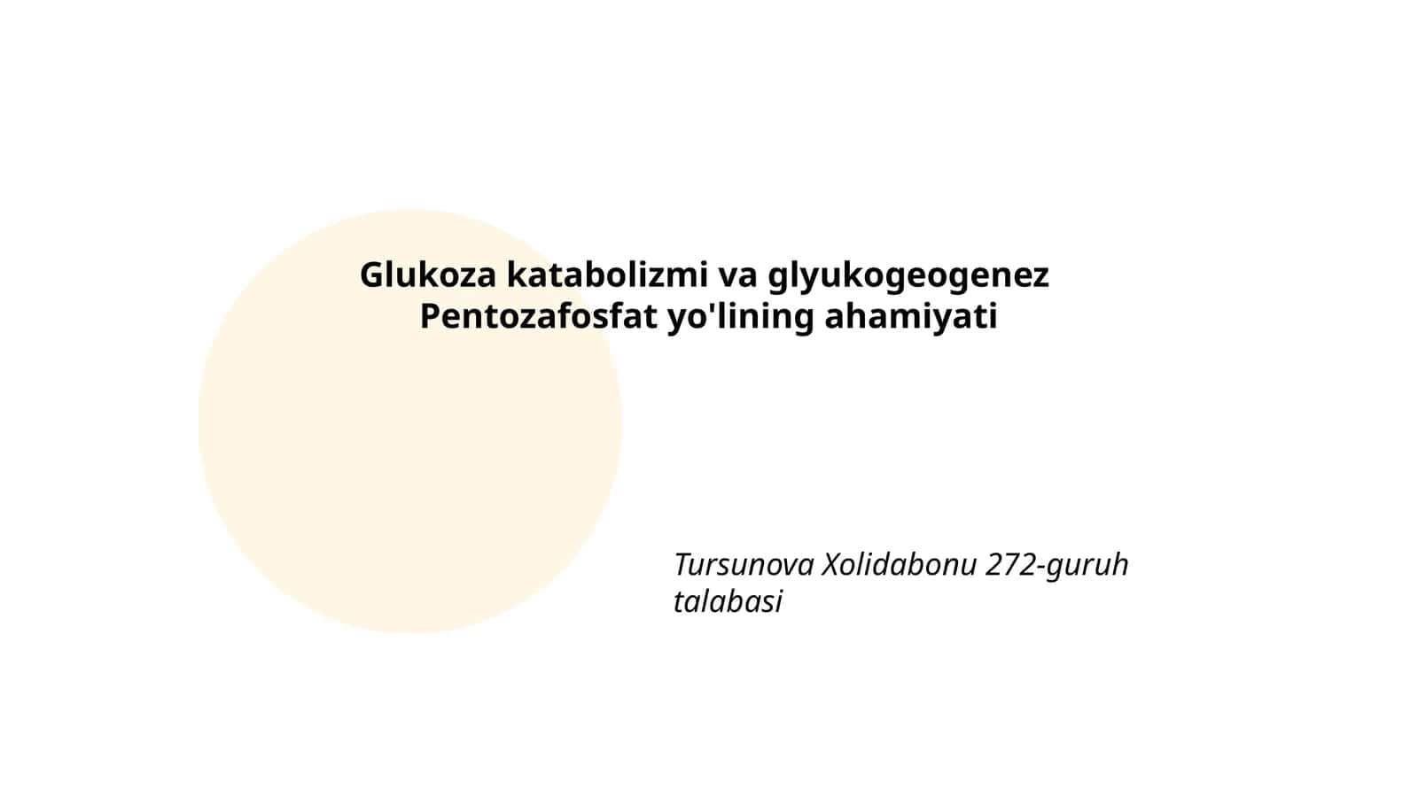 Glukoza katabolizmi va glyukogeogenez Pentozafosfat yo'lining ahamiyati 1
