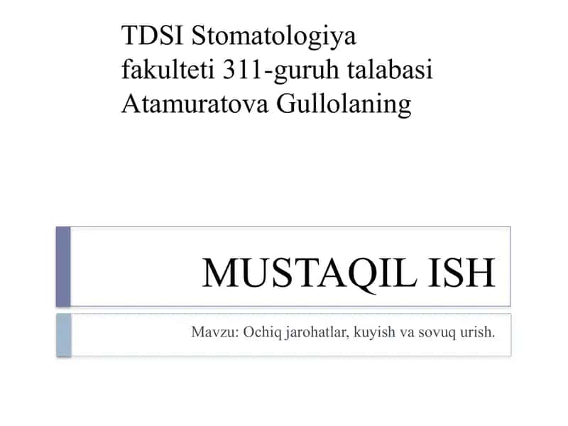 Ochiq jarohatlar, kuyish va sovuq urish 1