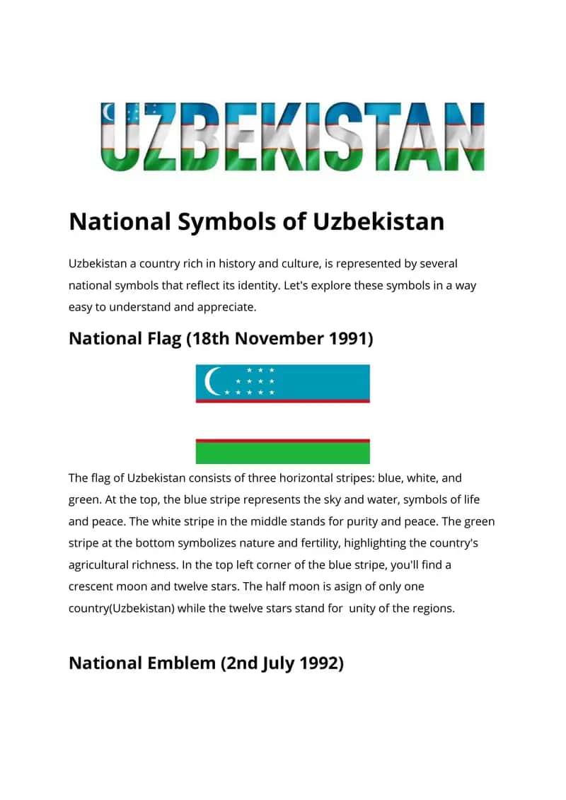 National symbol of uzb and canada independent work 1