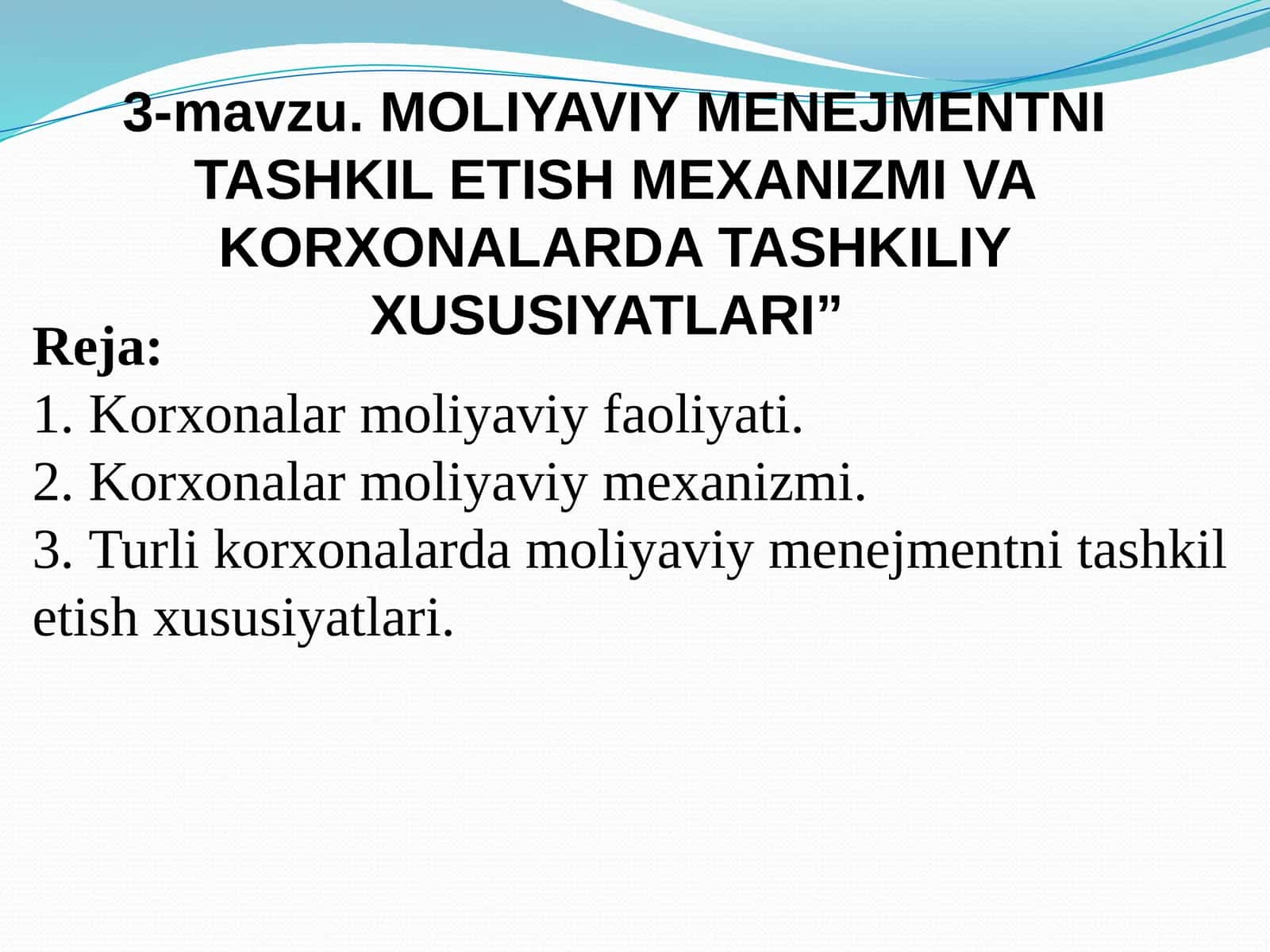 Korxonalarda moliyaviy menejmentni tashkil etish mexanizmi 1