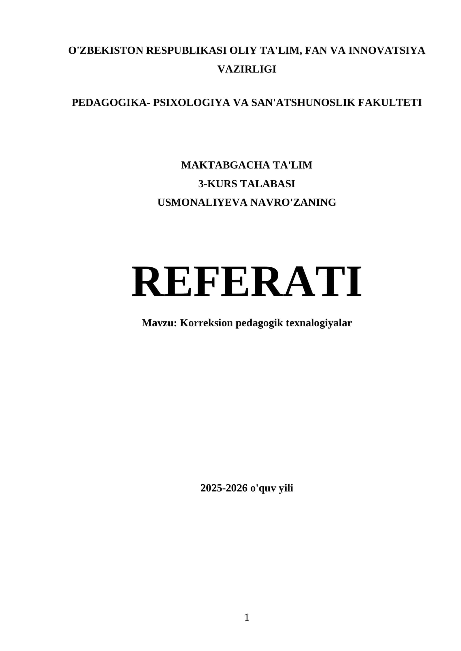 Korreksion pedagogik texnalogiyalar 1