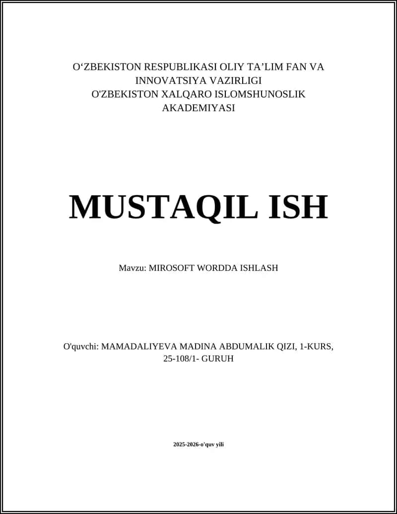 MIROSOFT WORDDA ISHLASH 1