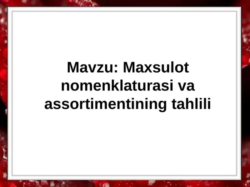 Sifat ko‘rsatkichlari kattaligini aniqlash usullari 1
