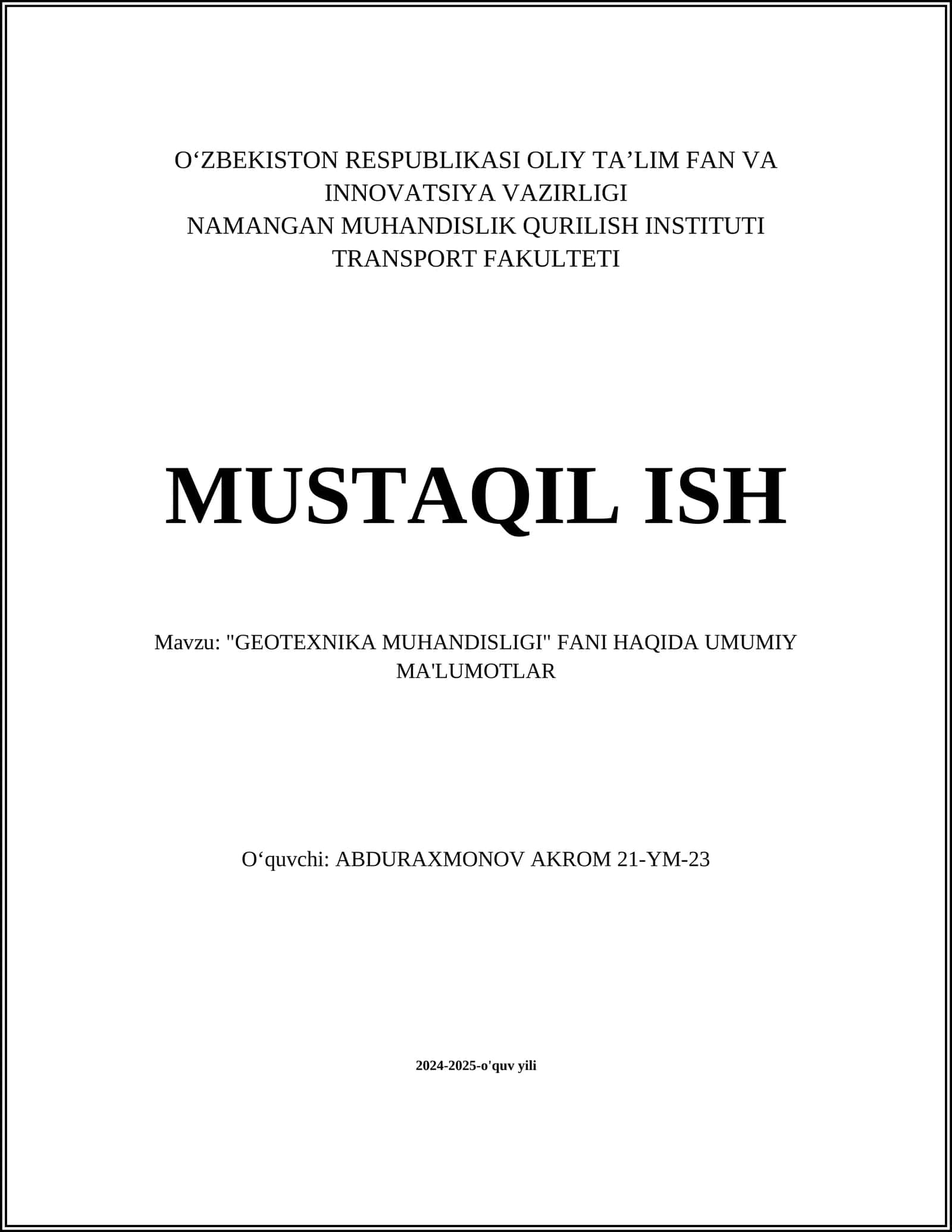 GEOTEXNIKA MUHANDISLIGI 1