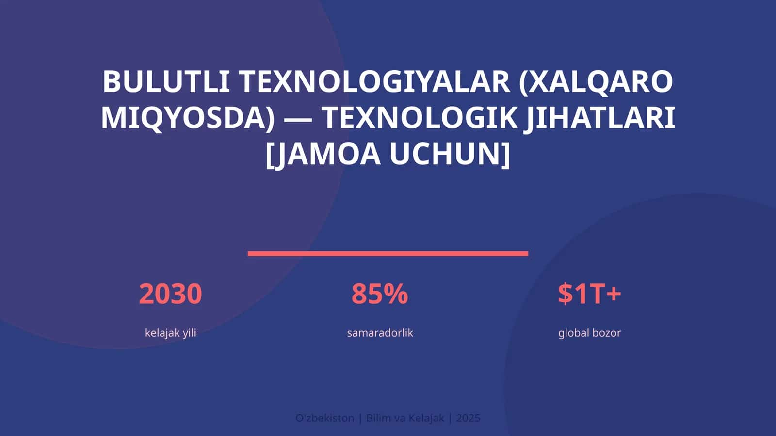 Bulutli texnologiyalar (xalqaro miqyosda) — texnologik jihatlari [jamoa uchun] 1