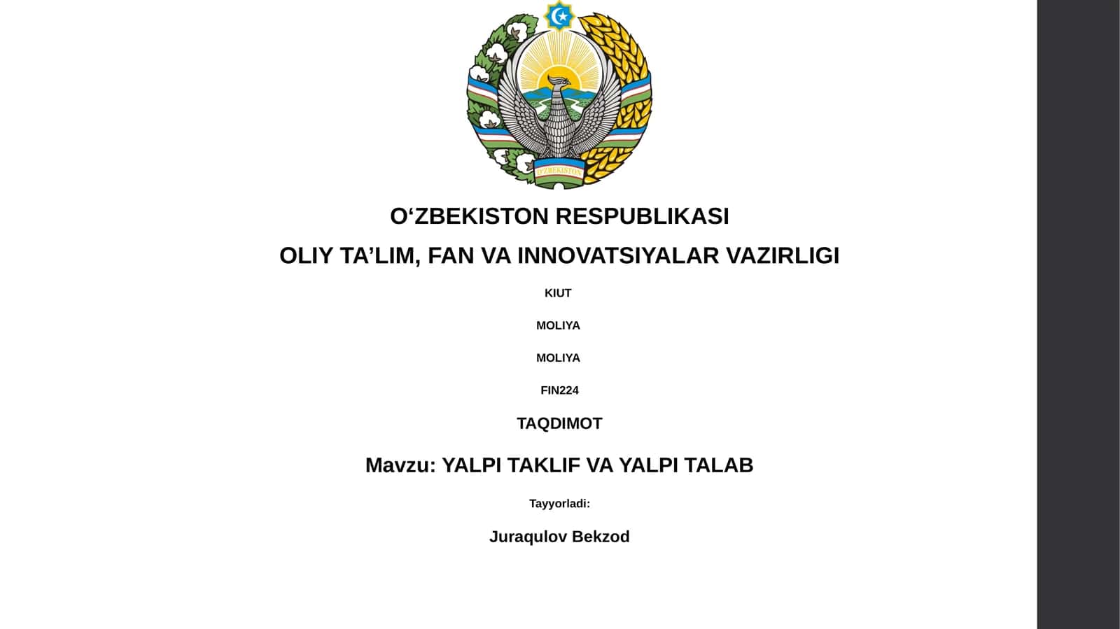 YALPI TAKLIF VA YALPI TALAB 1