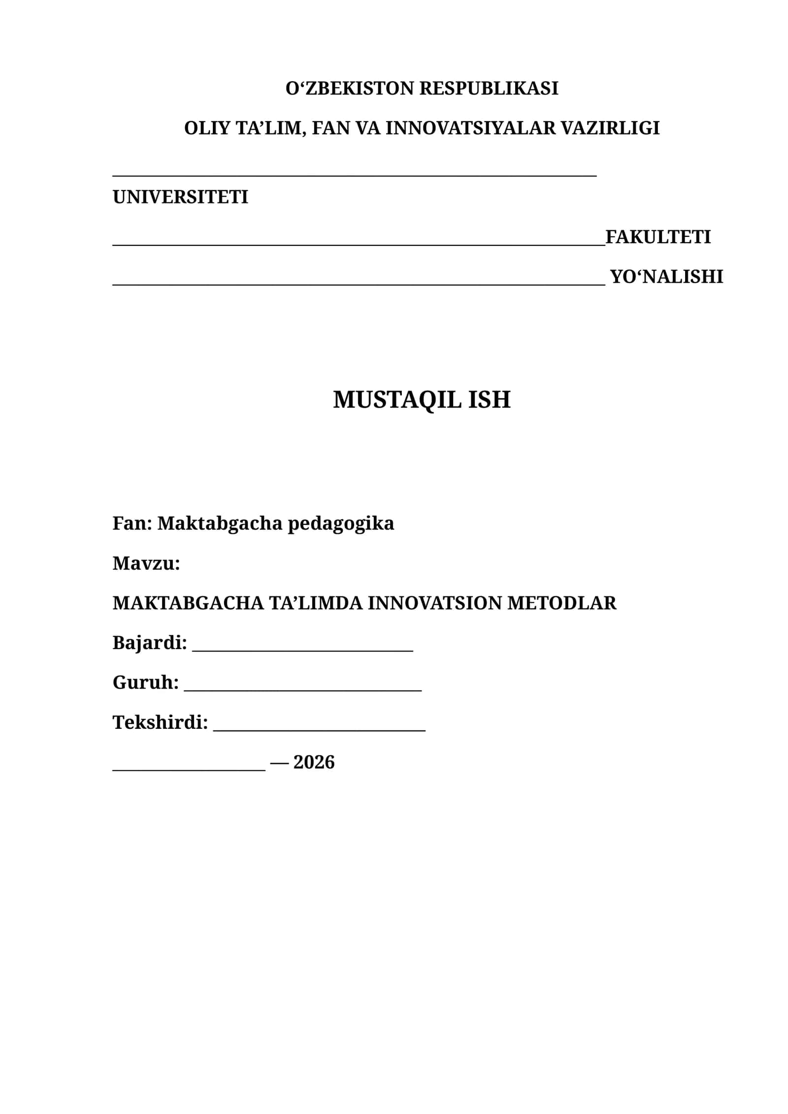 MAKTABGACHA TA’LIMDA INNOVATSION METODLAR 1