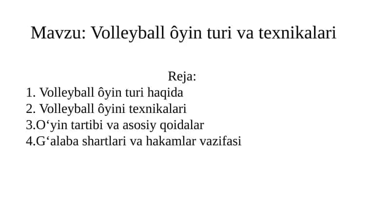 Volleyball o'yin turivati texnikalari 1