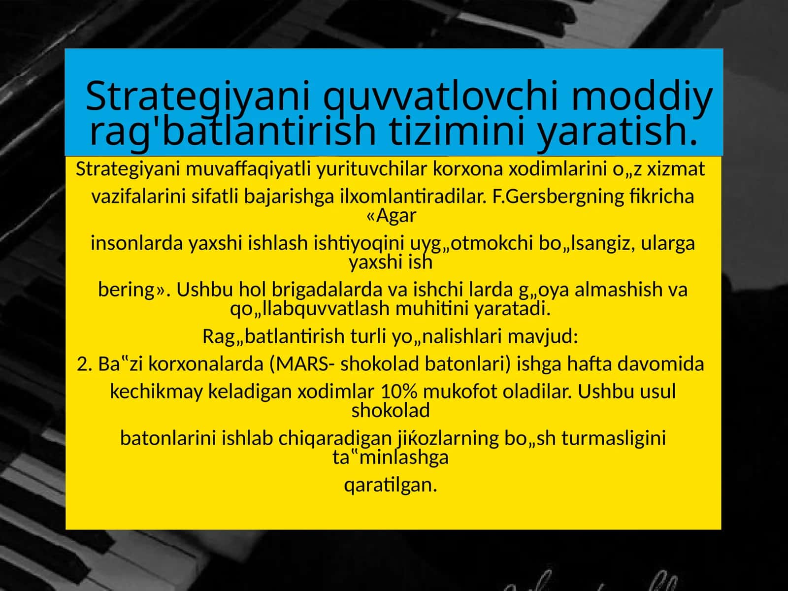 Strategiyani quvvatlovchi moddiy rag'batlantirish tizimi 1