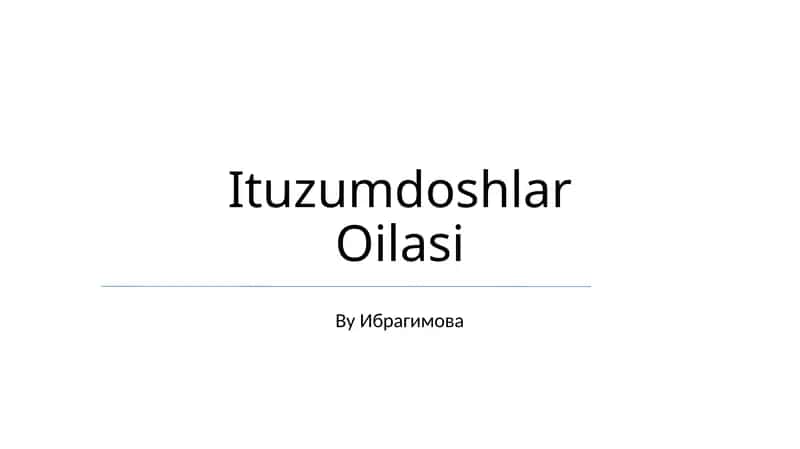 Ituzumdoshlar Oilasi 1