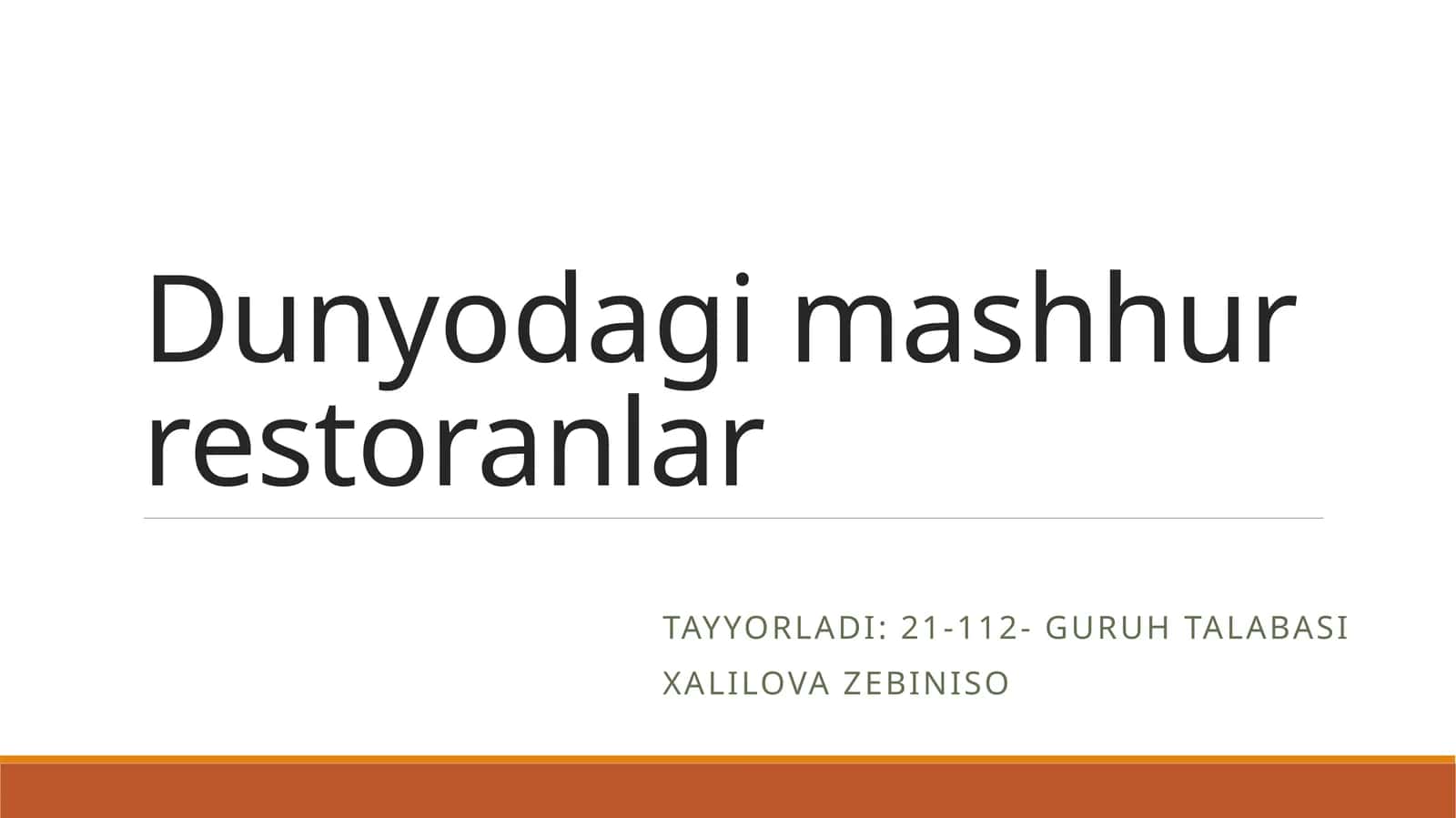 Dunyoning mashhur restoranlari 1