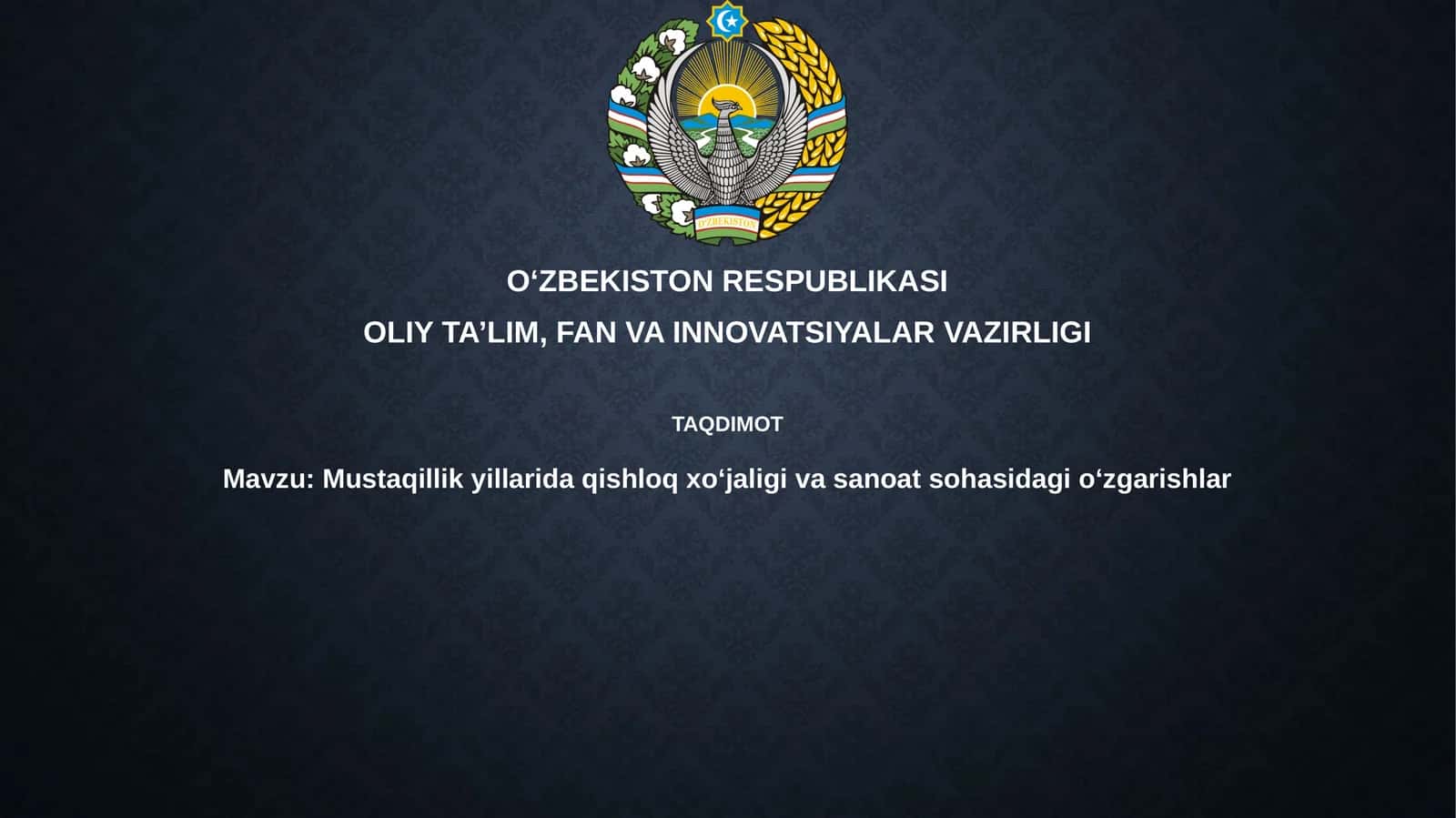 Mustaqillikyillarida qishloq xo'jaligi va sanoat sohasidagi o'zgarishlar 1