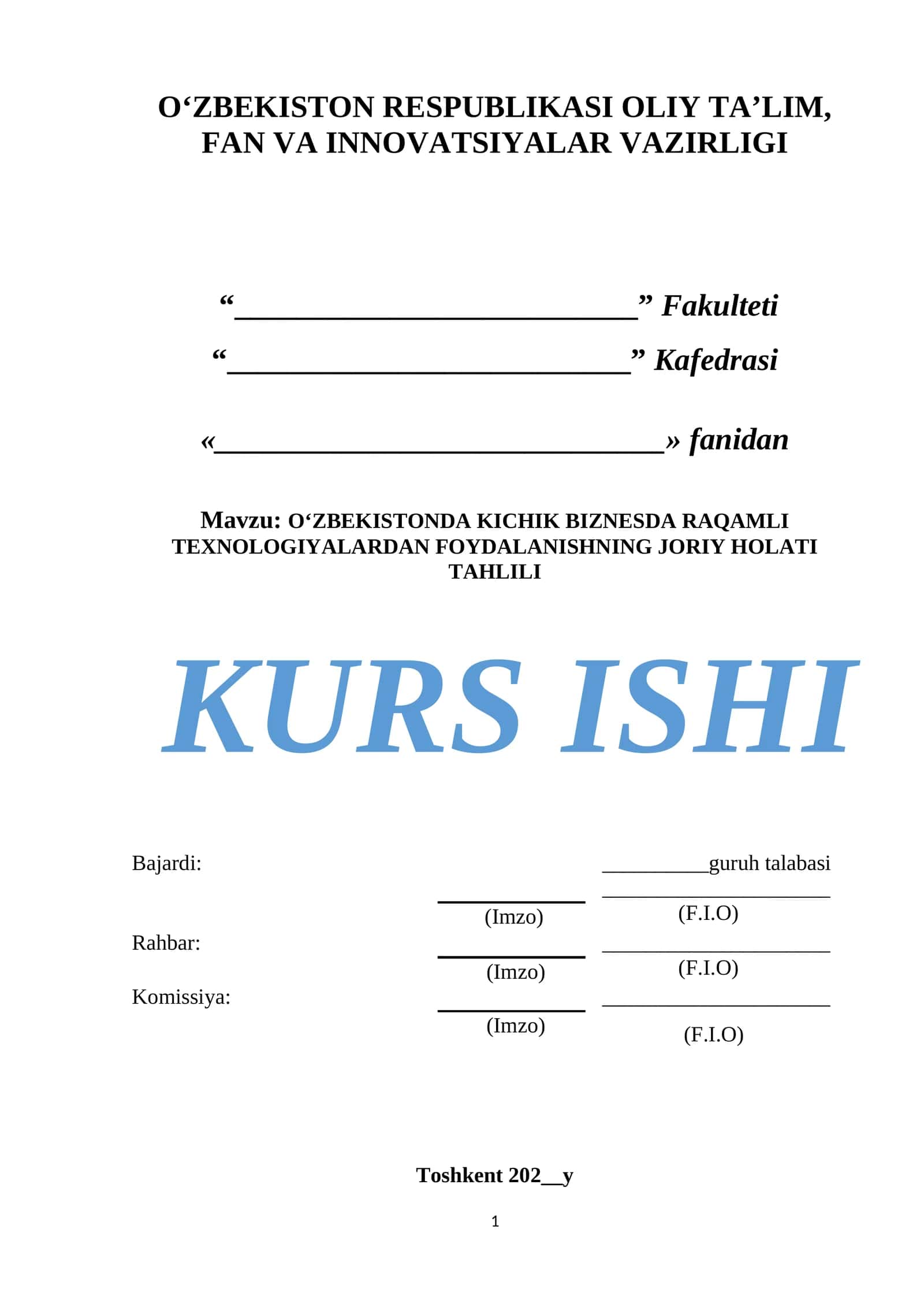 O‘ZBEKISTONDA KICHIK BIZNESDA RAQAMLI TEXNOLOGIYALARDAN FOYDALANISHNING JORIY HOLATI TAHLILI 1