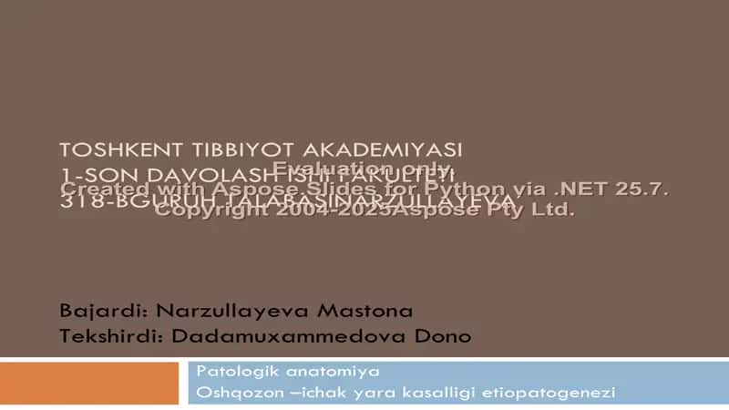 Oshqozon –ichak yara kasalligi etiopatogenezi 1