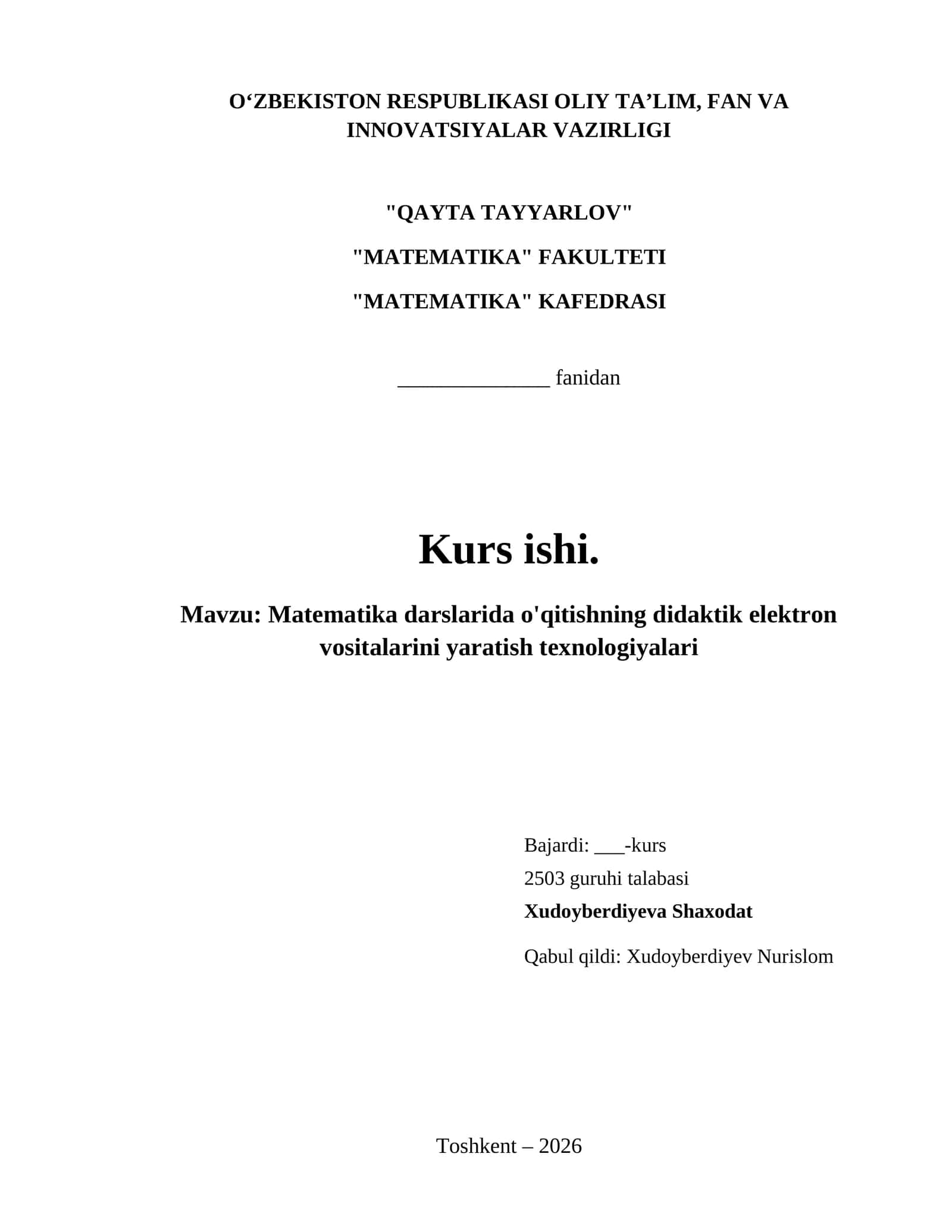 Matematika darslarida o'qitishning didaktik elektron vositalarini yaratish texnologiyalari 1