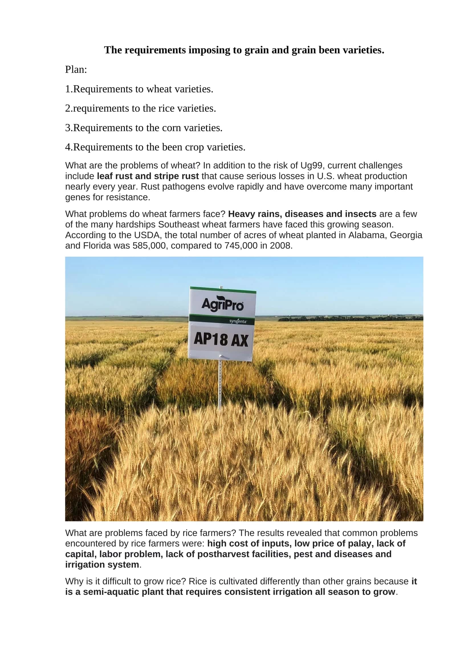 Mavzu: Issues with Grain Varieties 1