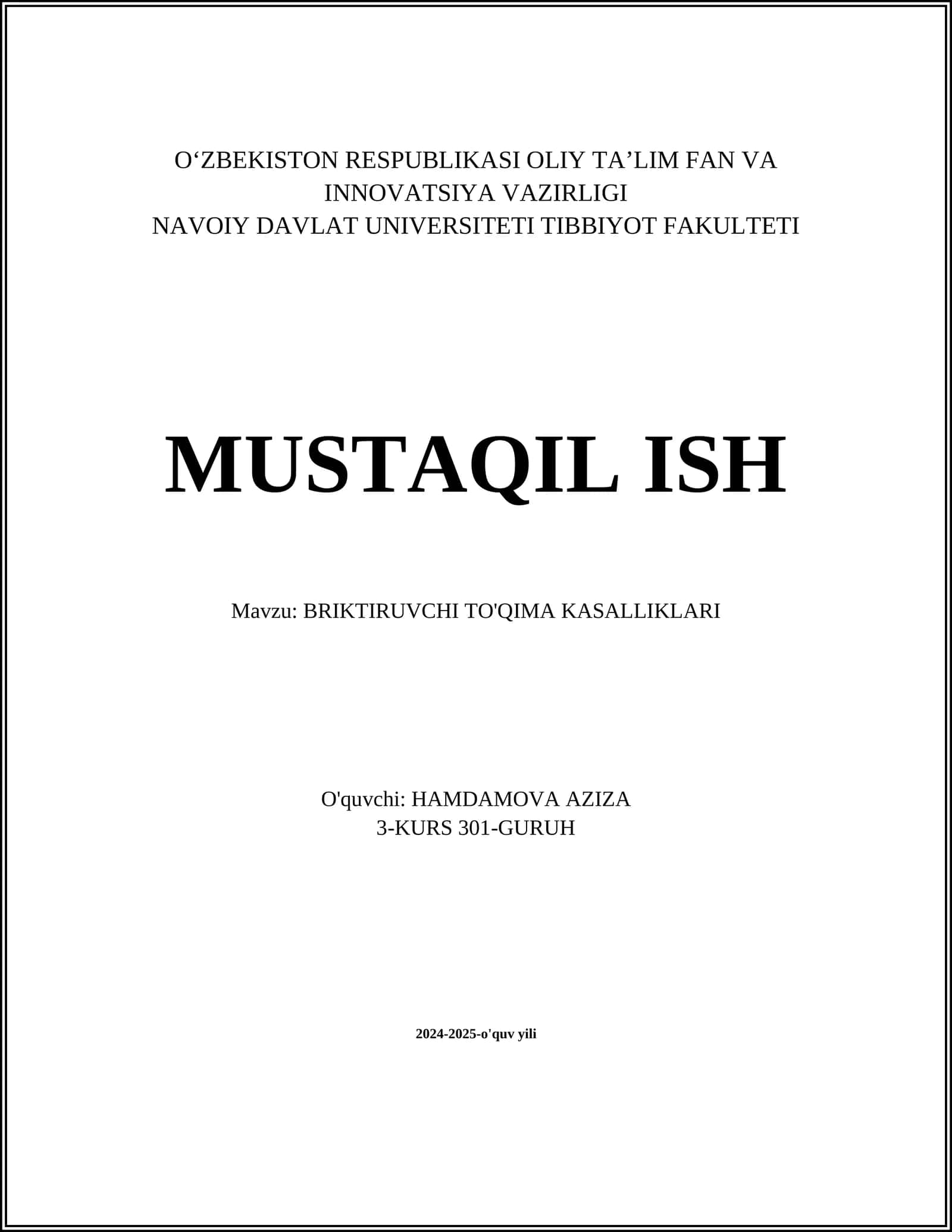 BRIKTIRUVCHI TO'QIMA KASALLIKLARI 1