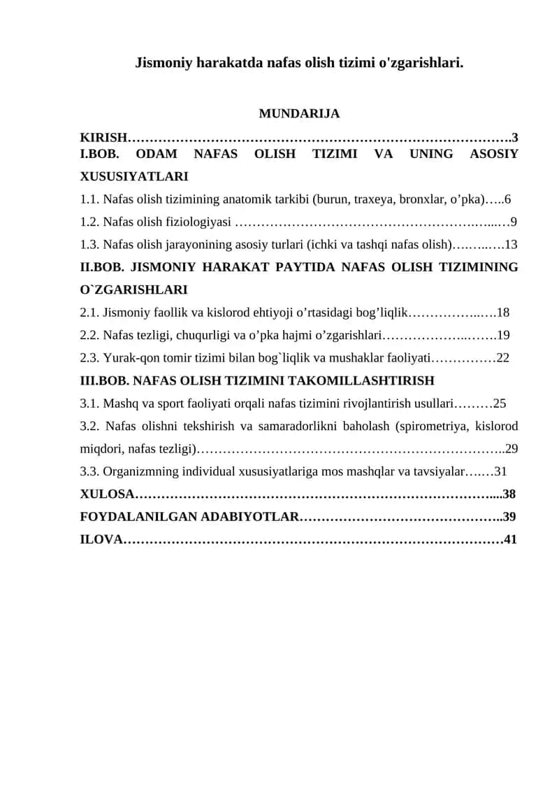 Jismoniy harakatda nafas olish tizimi o'zgarishlari 1