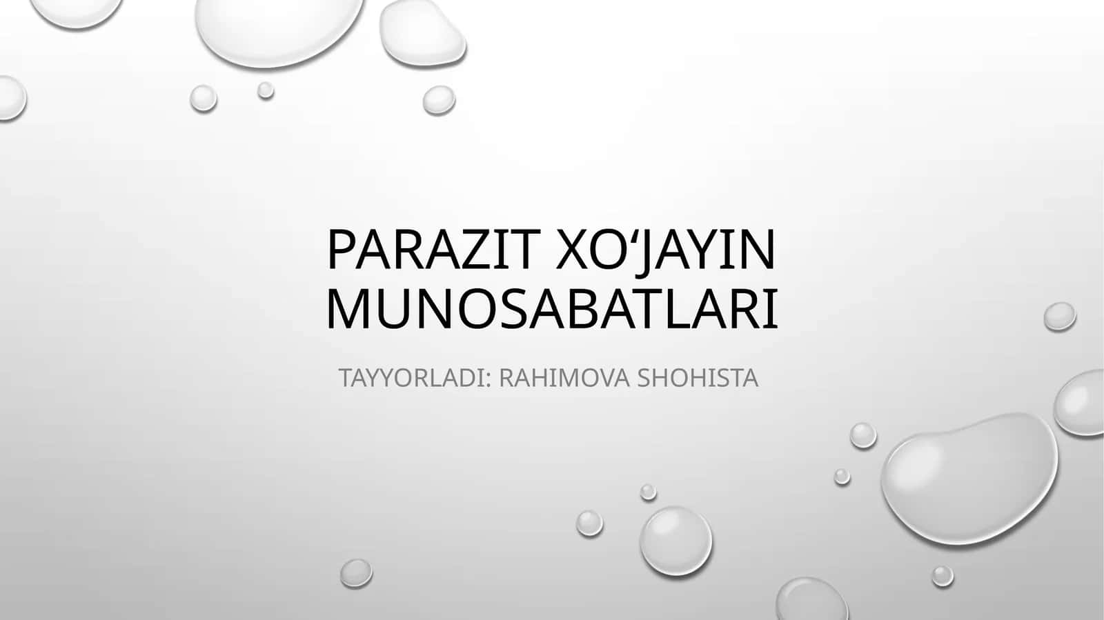 Parazit Xoʻjayin munosabatlari 1