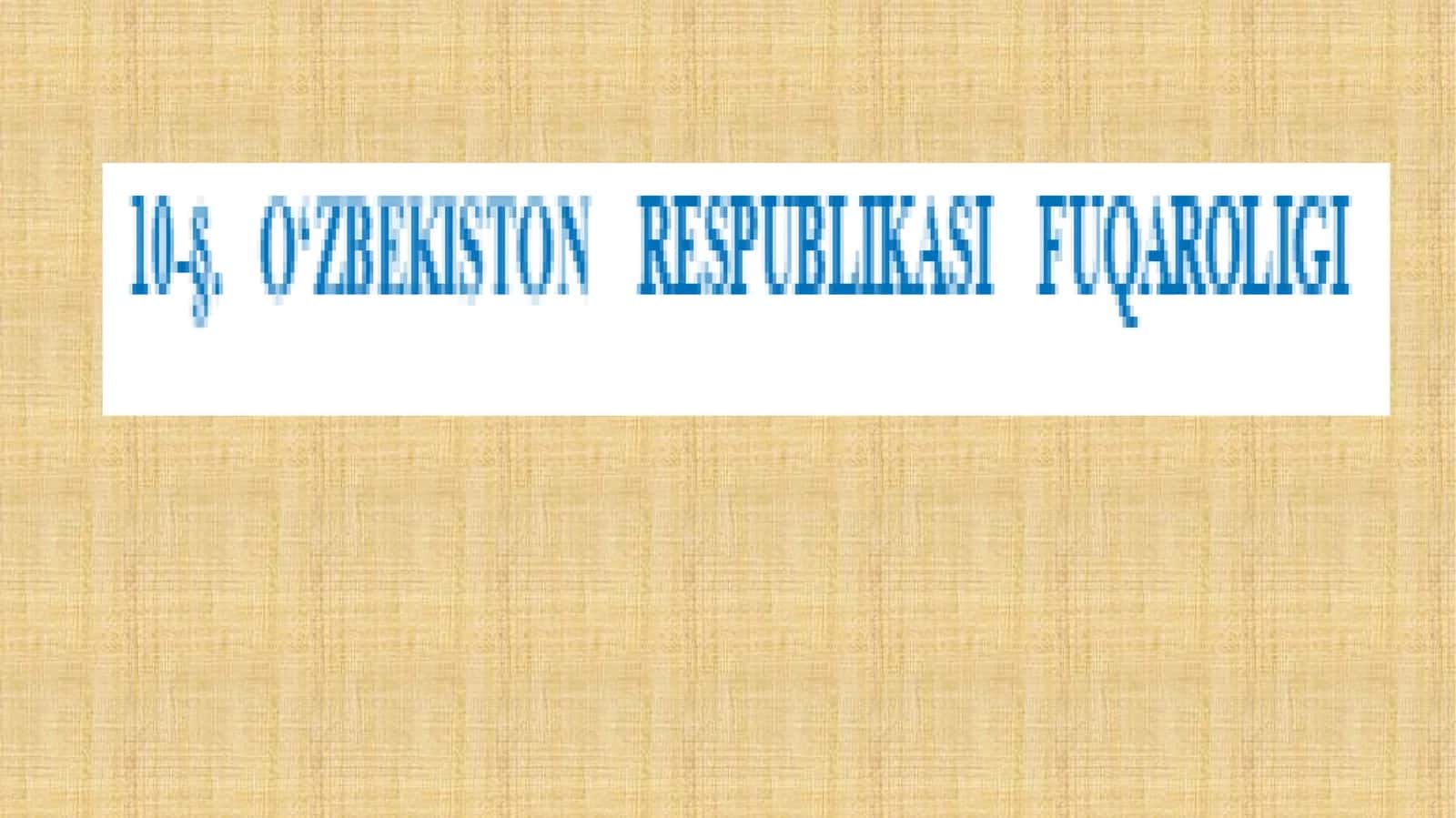 O'zbekiston Respublikasi Fuqarolik 1