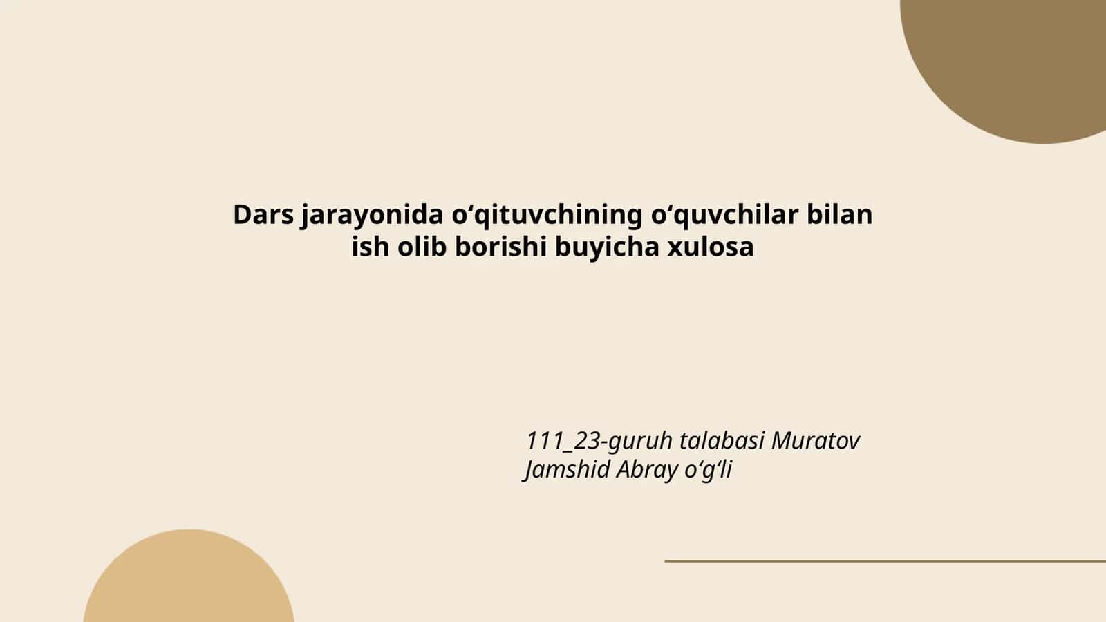 Dars jarayonida suhbat usuli 1