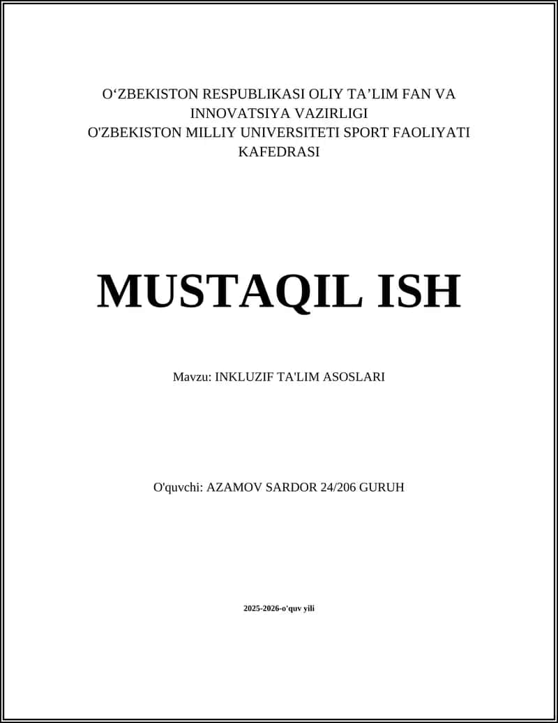 INKLUZIF TA'LIM ASOSLARI 1