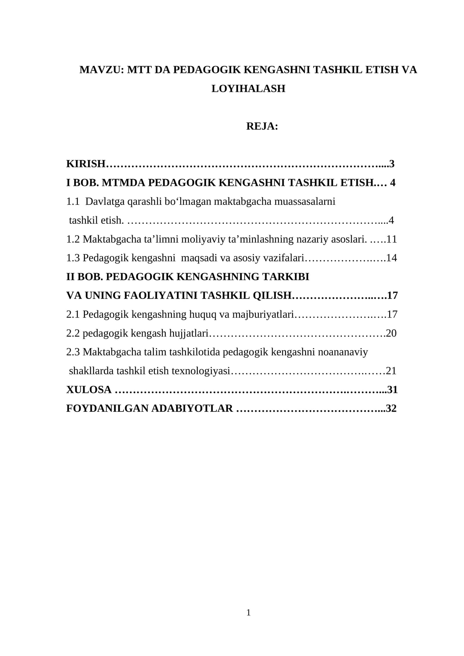 MTT DA PEDAGOGIK KENGASHNI TASHKIL ETISH VA LOYIHALASH 1