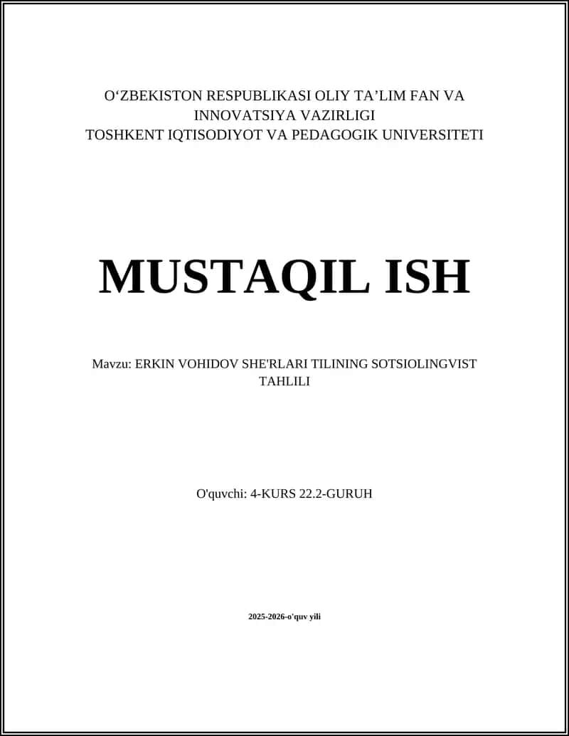 ERKIN VOHIDOV SHE'RLARI TILINING SOTSIOLINGVIST TAHLILI 1