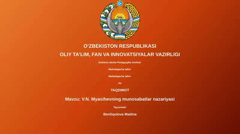 V.N. Myasihevning munosabatlar nazariyasi 1
