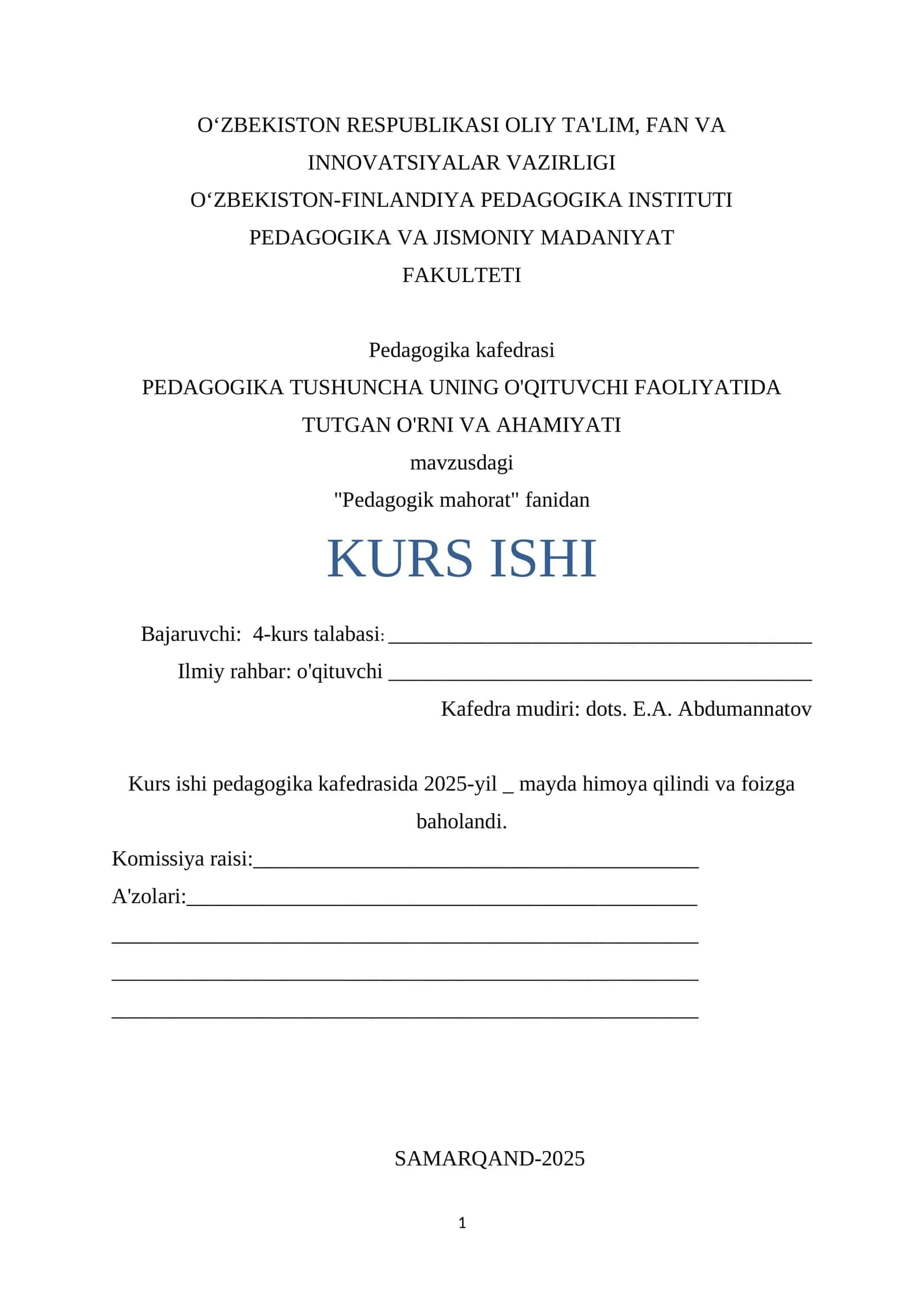 PEDAGOGIKA TUSHUNCHA UNING O'QITUVCHI FAOLIYATIDA TUTGAN O'RNI VA AHAMIYATI 1