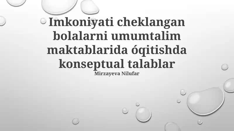 Inklyuziv maktablarda o'qitishning kontseptual talablari 1